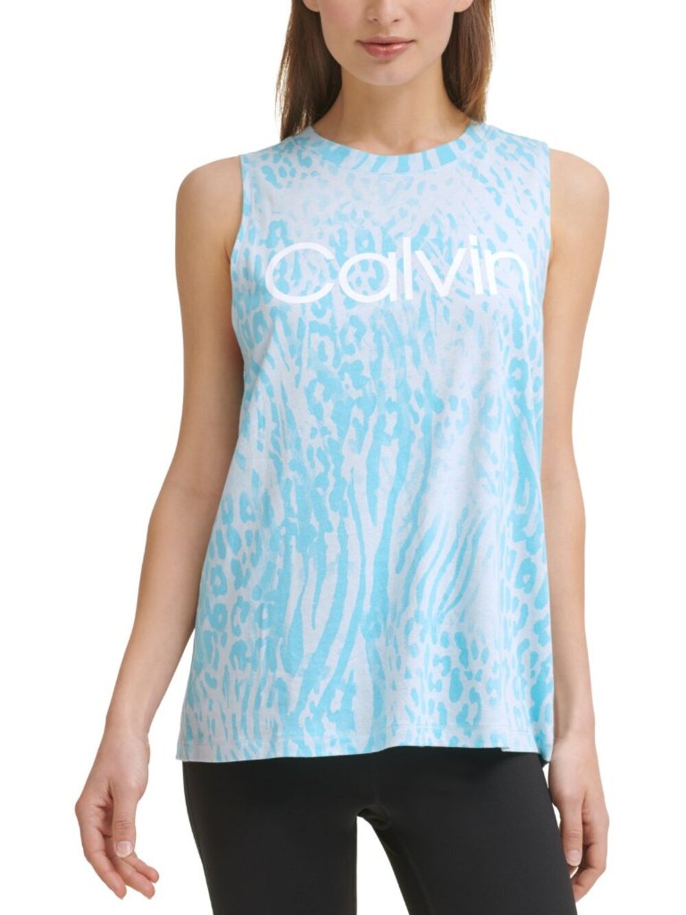 Calvin Klein Womens Activewear Performance Printed Sleeveless Top